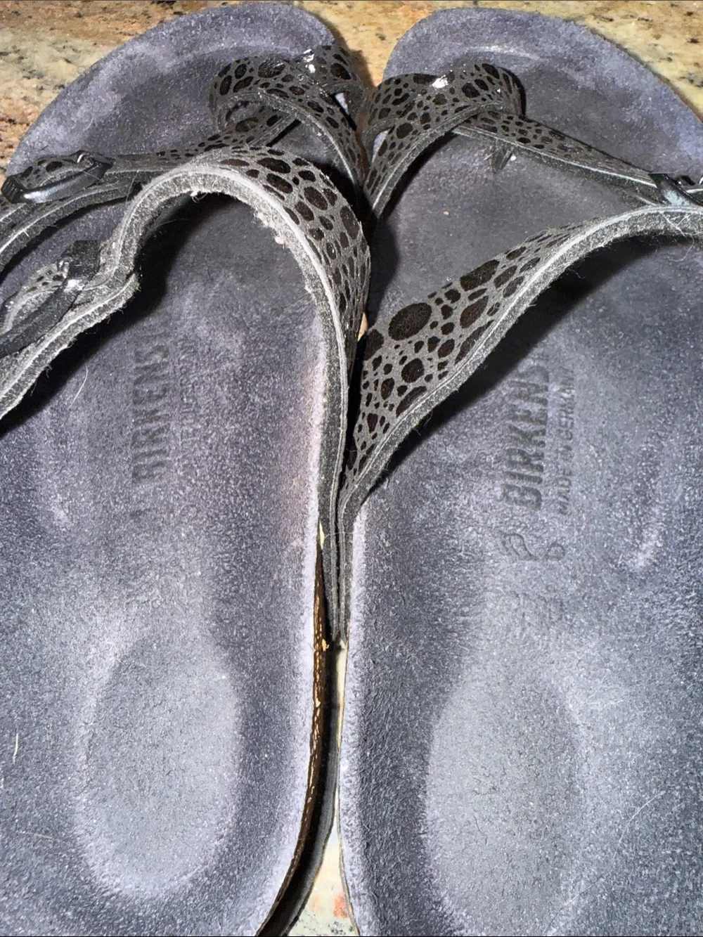 Birkenstock Black Patterned Triple-Strap Sandals